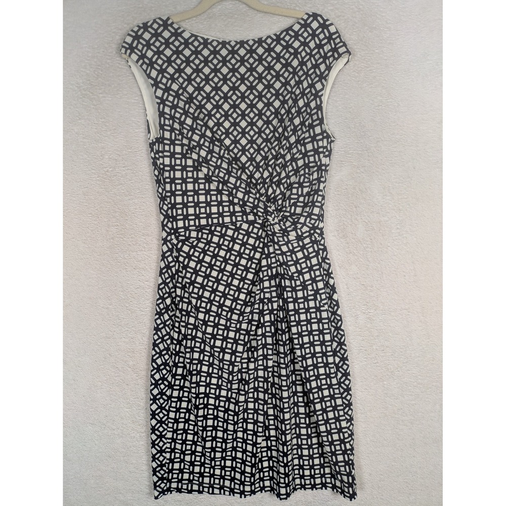 Lauren Ralph Lauren Sheath Dress Women's 10 Navy White Geometric Knot